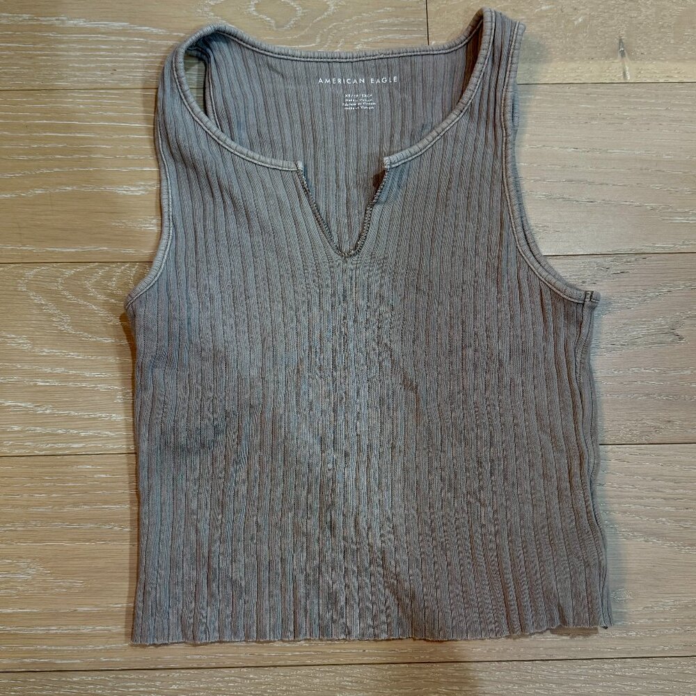 American Eagle Ribbed Tank Top (Tan) - Size XS